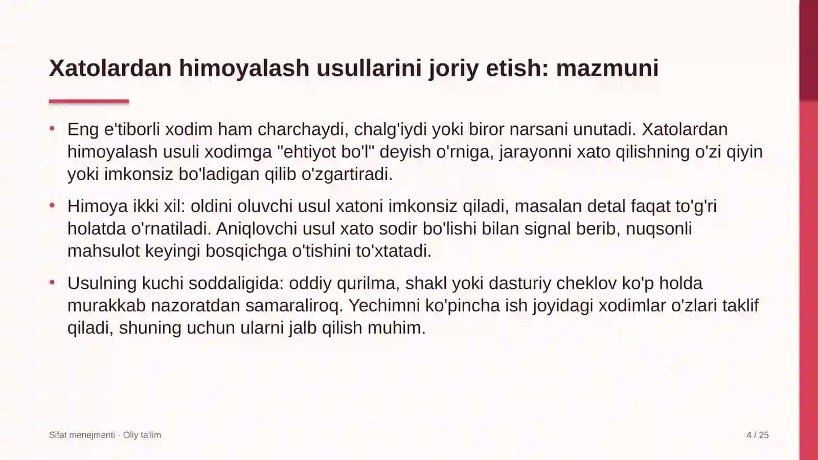 to'qimachilik korxonalarida xatolardan himoyalash usullarini joriy etish 7083 4