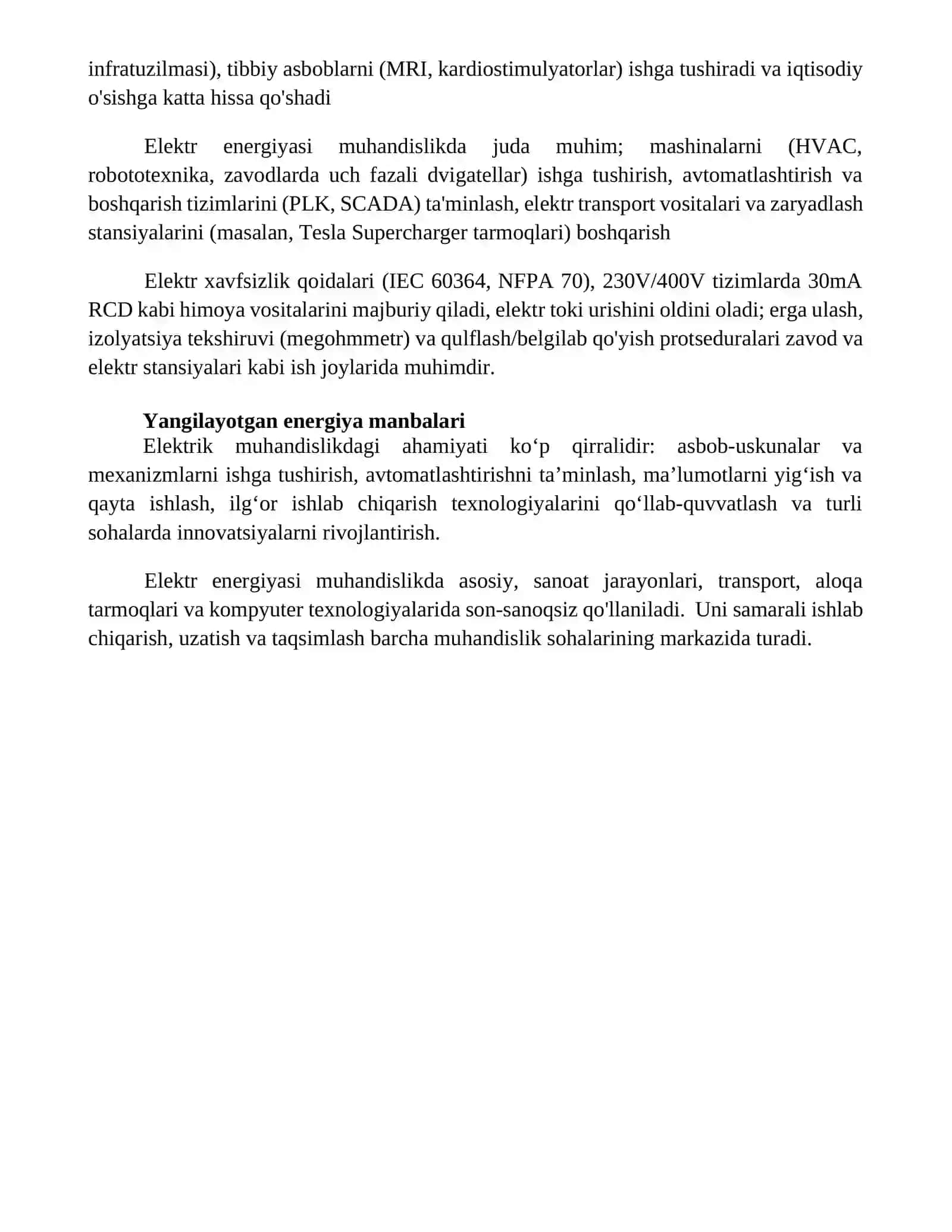 Elektr energiyaning oʼrni va ahamyati 4