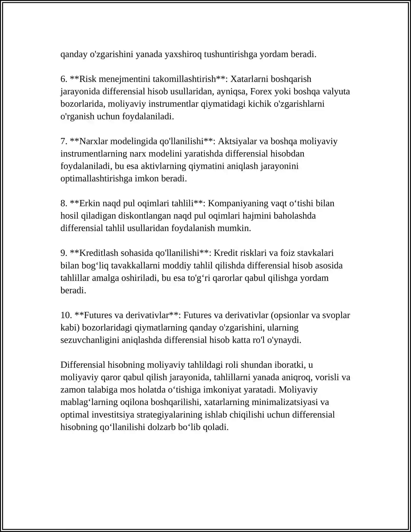 MOLIYAVIY TAHLILDA DIFFERENSIAL HISOB TATBIQLARI 4