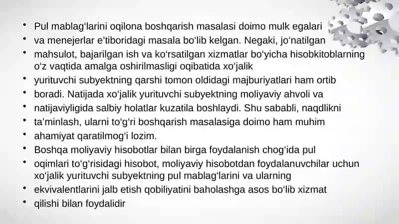 Pul oqimlari tahlili(taqdimot) 4
