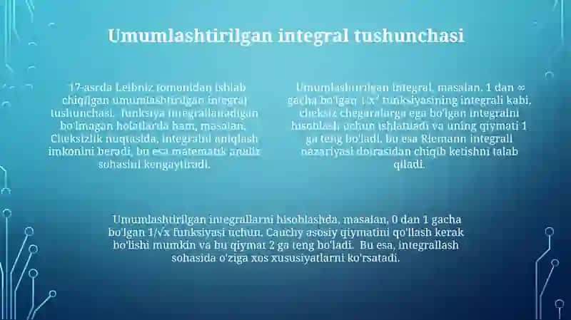 Chegaralanmagan funksiyanibg xosmas integrallari 4