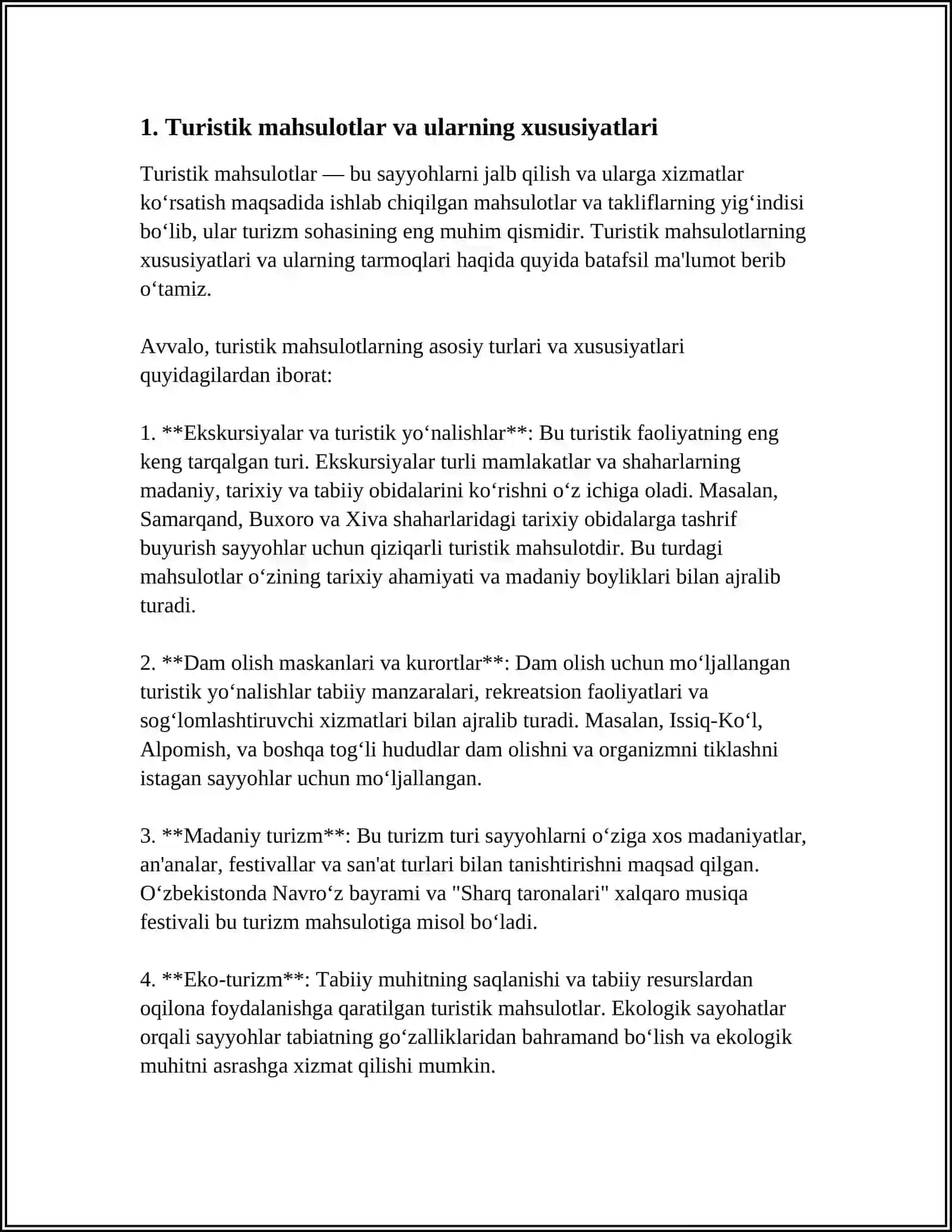 TURISTIK MAHSULOTLARGA NARX BELGILASH XUSUSIYATLARI 4