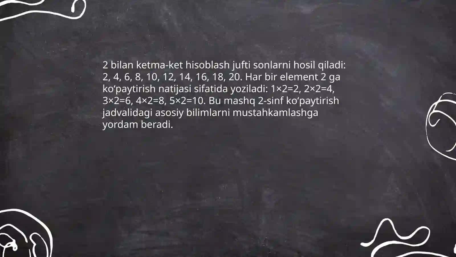 2-sinf koʻpaytirish jadvali 4