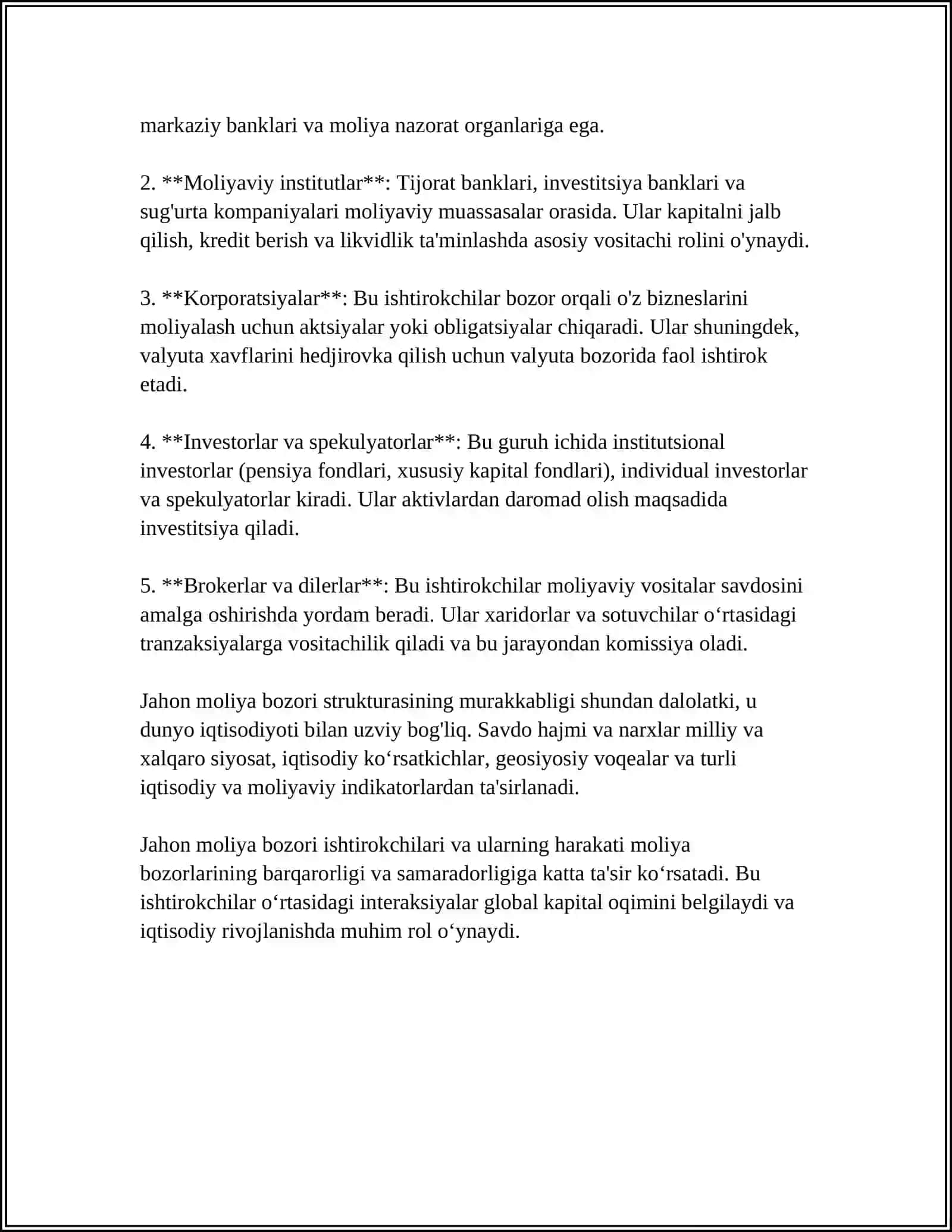 JAHON MOLIYA BOZORI VA MILLIY MANFAATLAR 4
