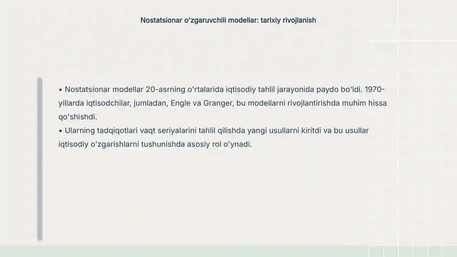 Nostatsionar oʻzgaruvchili modellar 4