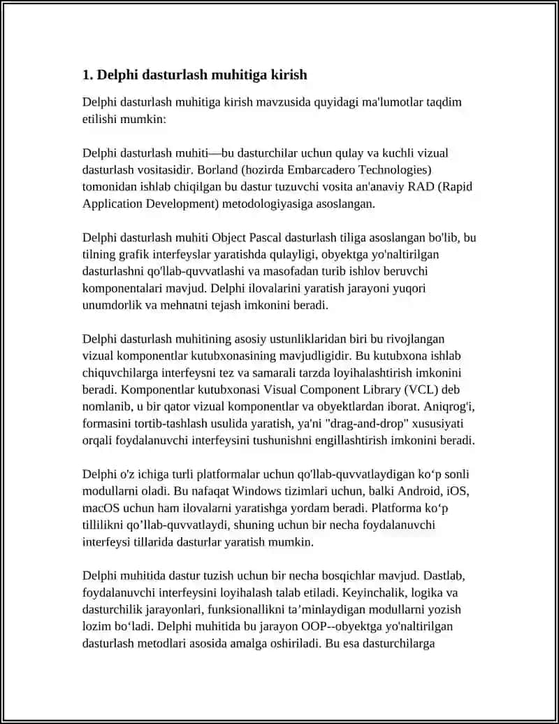 DELPHI DASTURLASH MUHITI 4