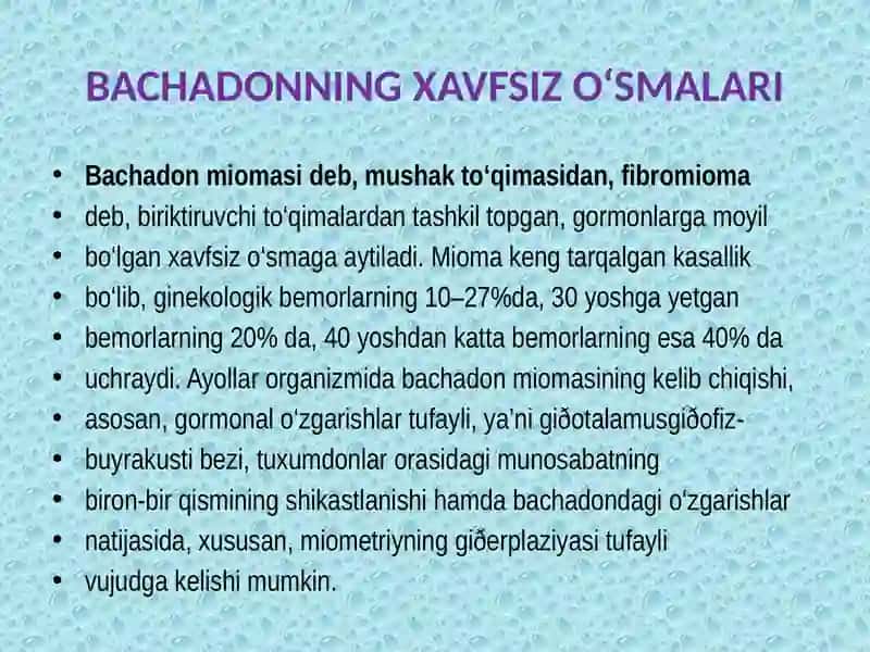 Ayollar jinsiy azolarida o'sma kasalligi. 4
