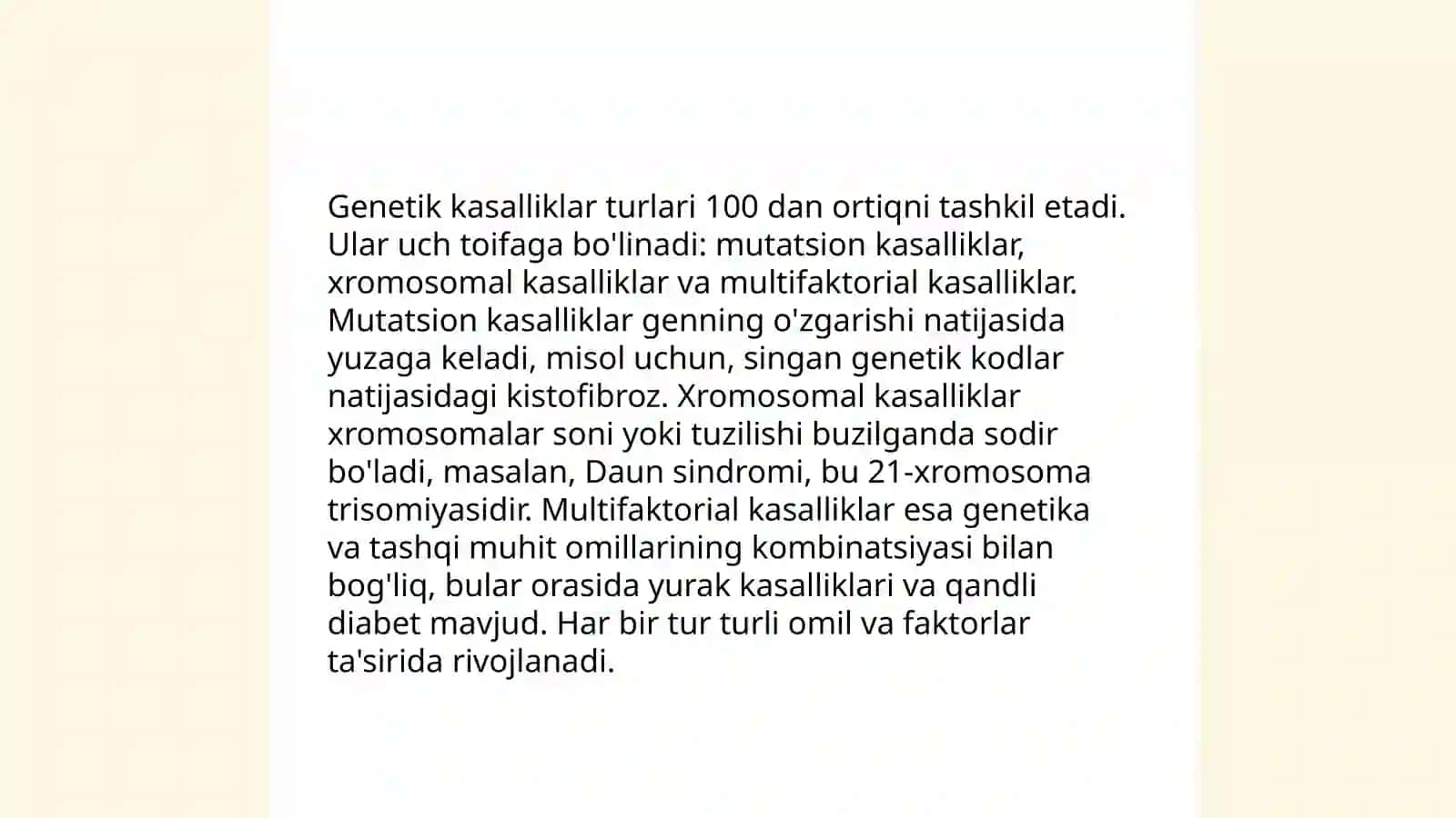 Irsiyat va irsiy kasalliklar 4