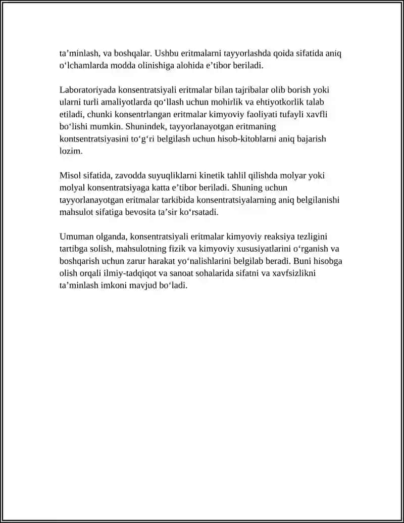 TURLI KONSETRATSIYALI ERITMALAR TAYYORLASH, ALBOM TAYYORLASH 4