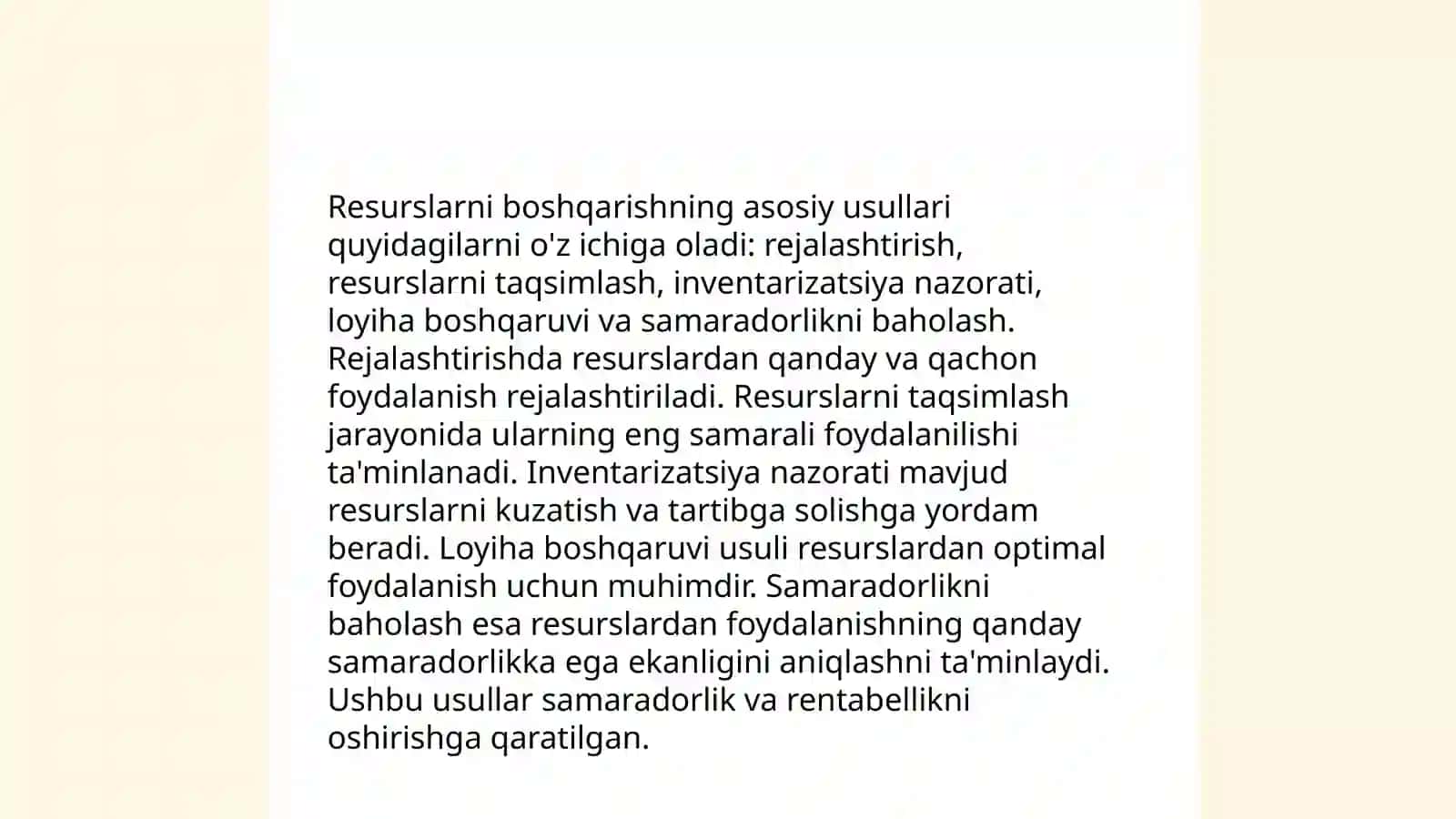 Resurslari sarid gilish usullarini aniqlash 4