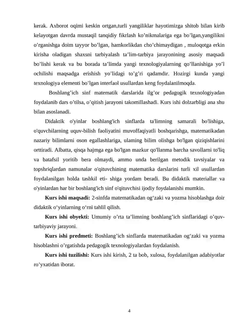 Matematikadan dars va to'garak mashg'ulotlari 4