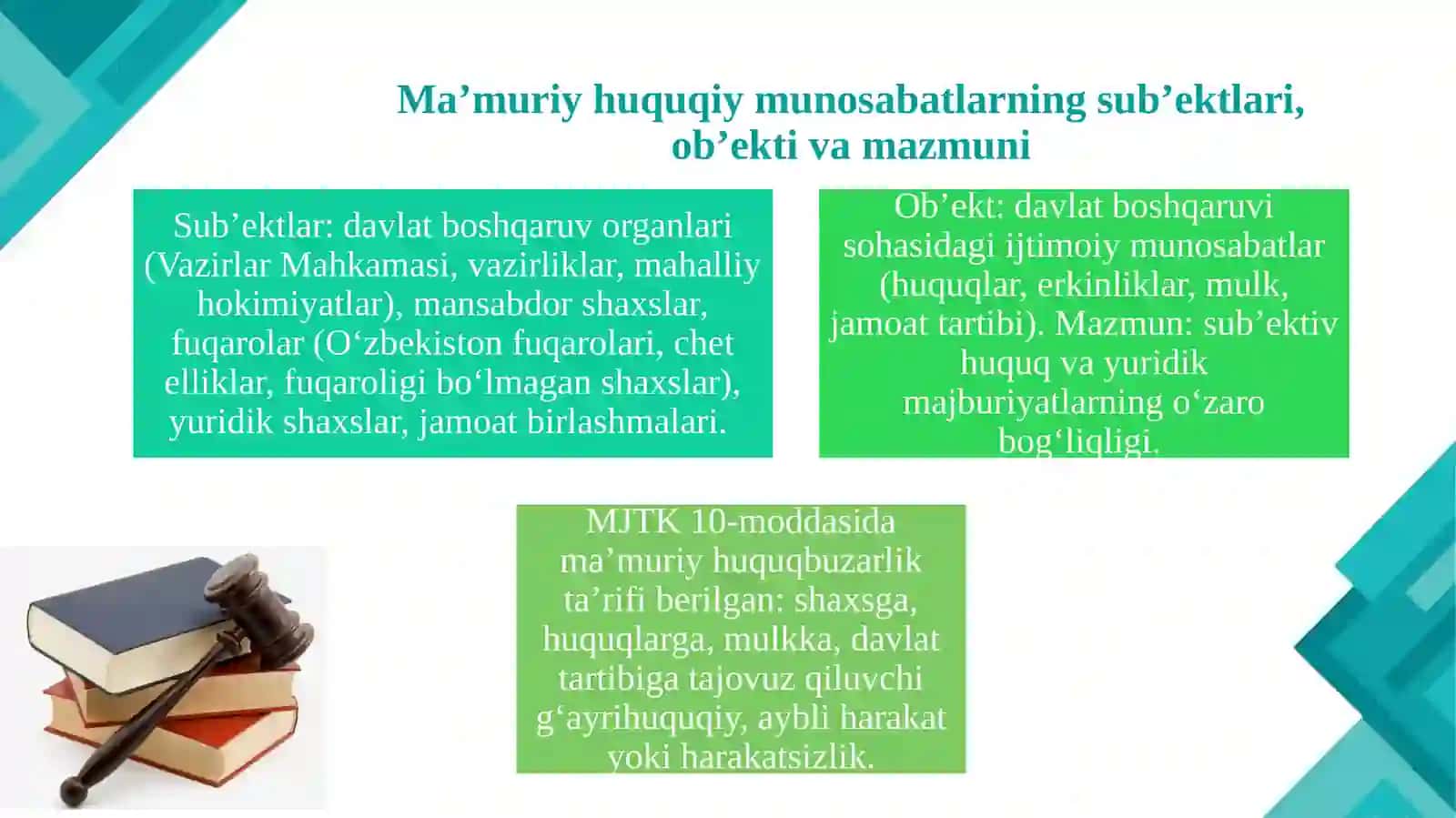 MA’MURIY HUQUQIY MUNOSABATLARNING TURLARI 4