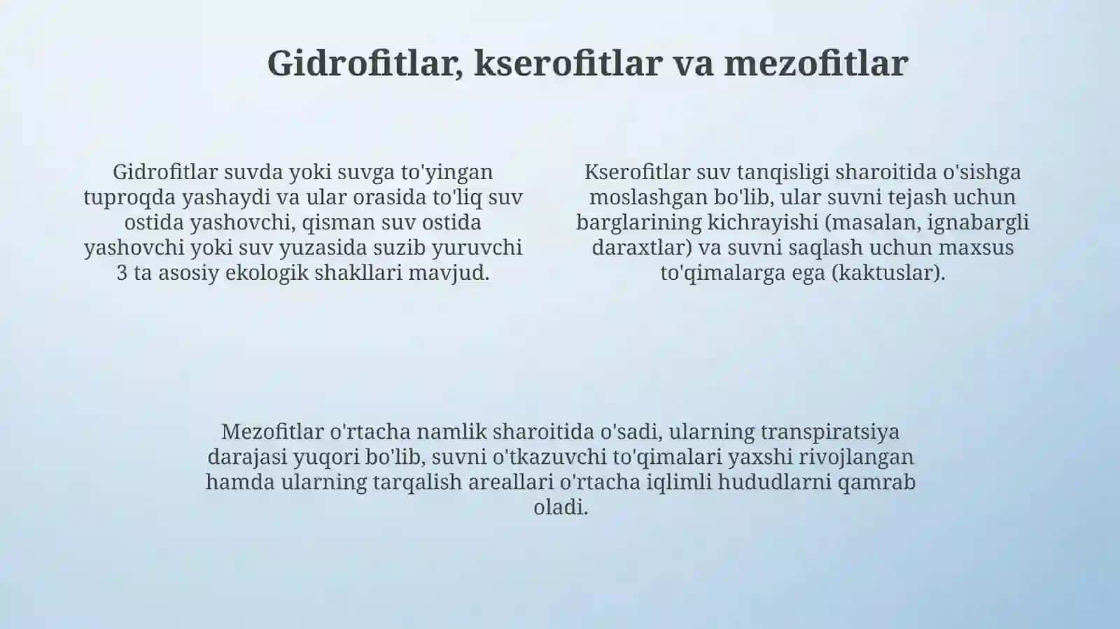 O'simliklarning ekologik guruhlari 4