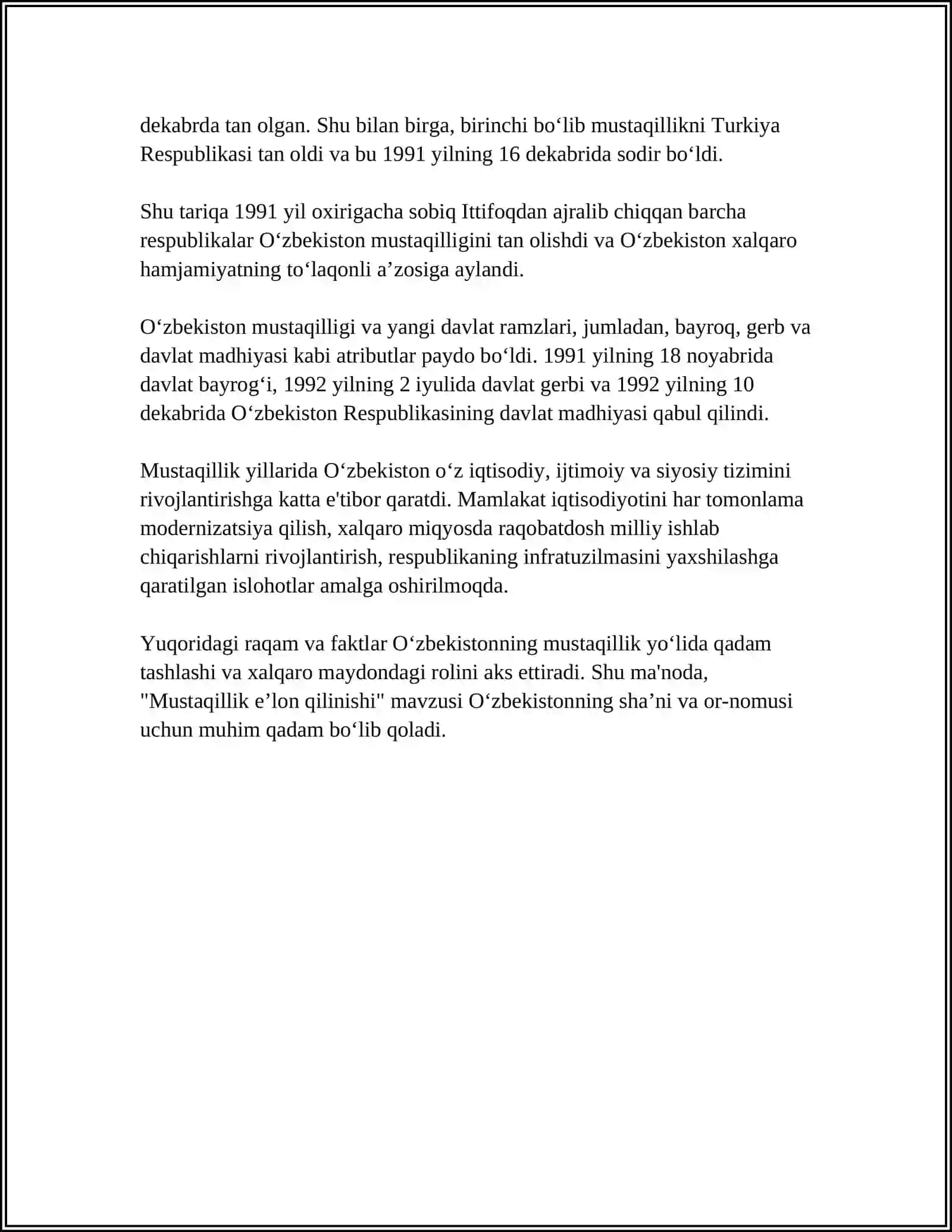 MUSTAQILLIK YILLARIDA ÓZBEKISTON 4