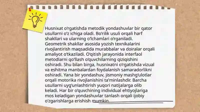 Husnixatga o'rgatishning metodik shartlari 4