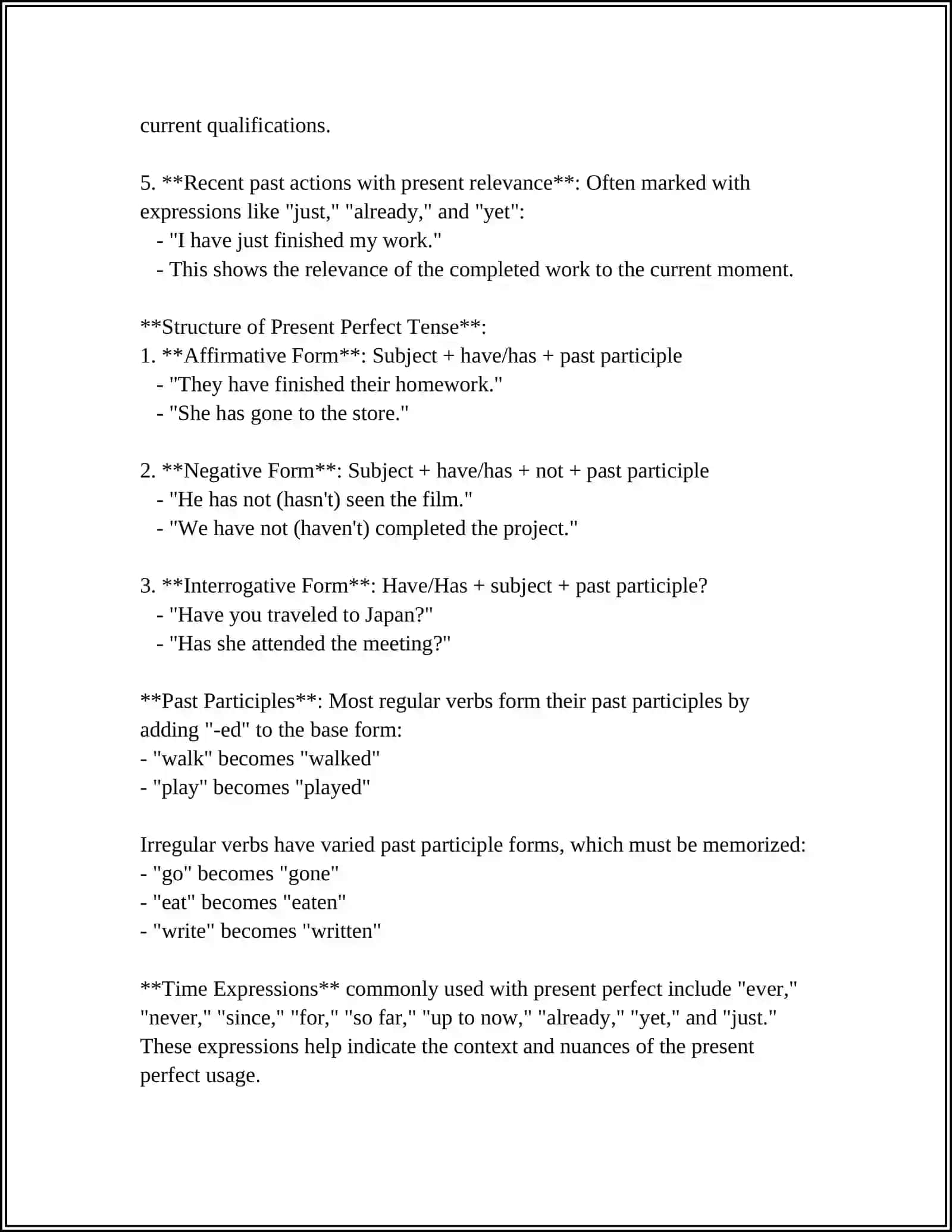 PRESENT PERFECT 4
