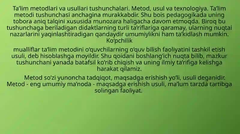 Metod tushunchasi. Turlari va tasnifi 4