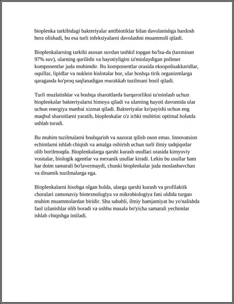 BAKTERIYALARNING BIOPLENKASI 4