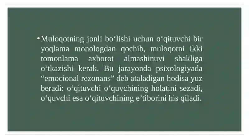 O‘qituvchi va o‘quvchi o‘rtasida jonli muloqotni tashkil etish 4