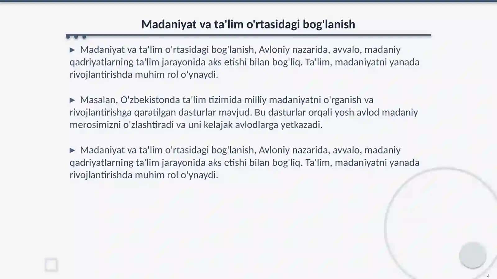 Avloniyning "Madaniyat to'lqinlari" maqolasidan 4