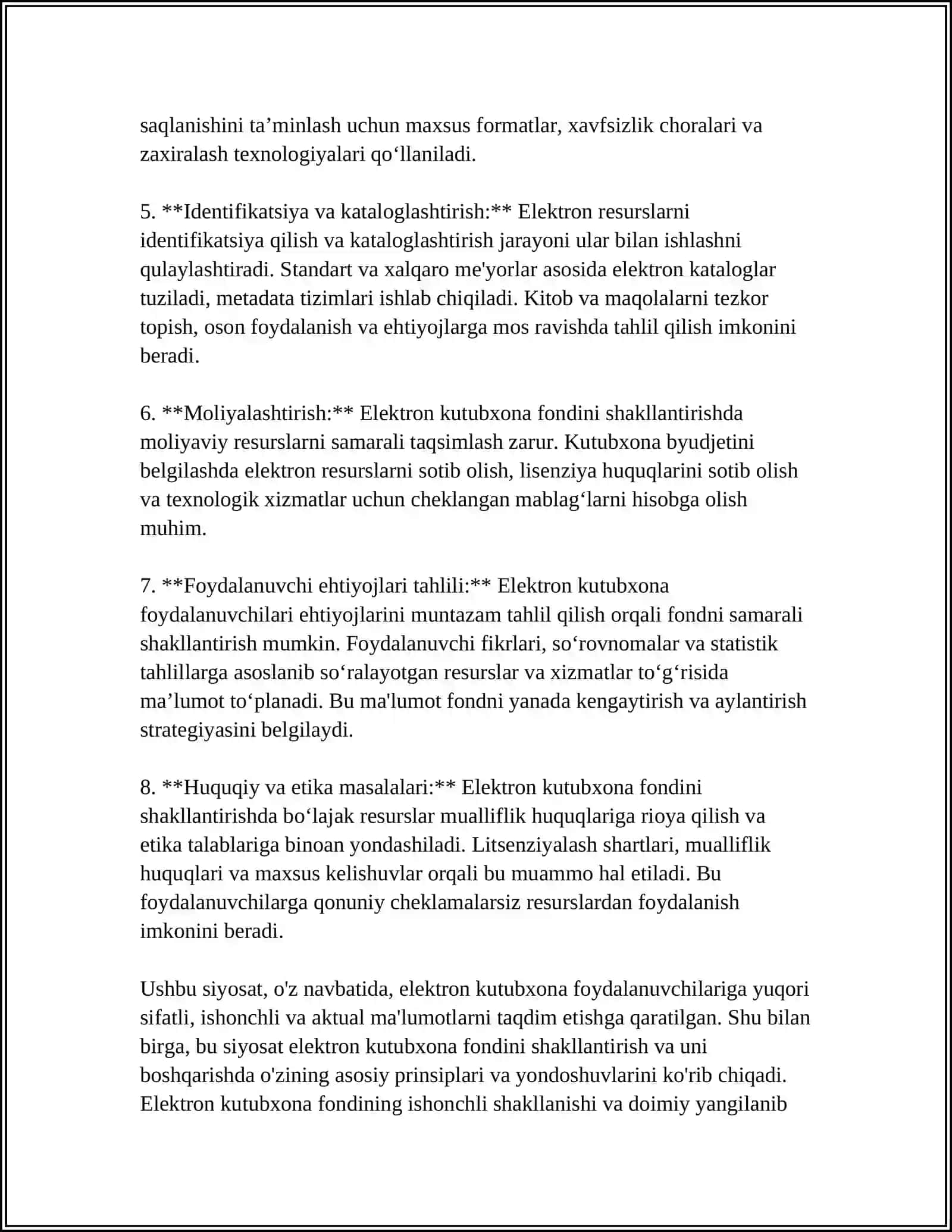 ELEKTRON KUTUBXONADA FONDNI BOSHQARISH 4