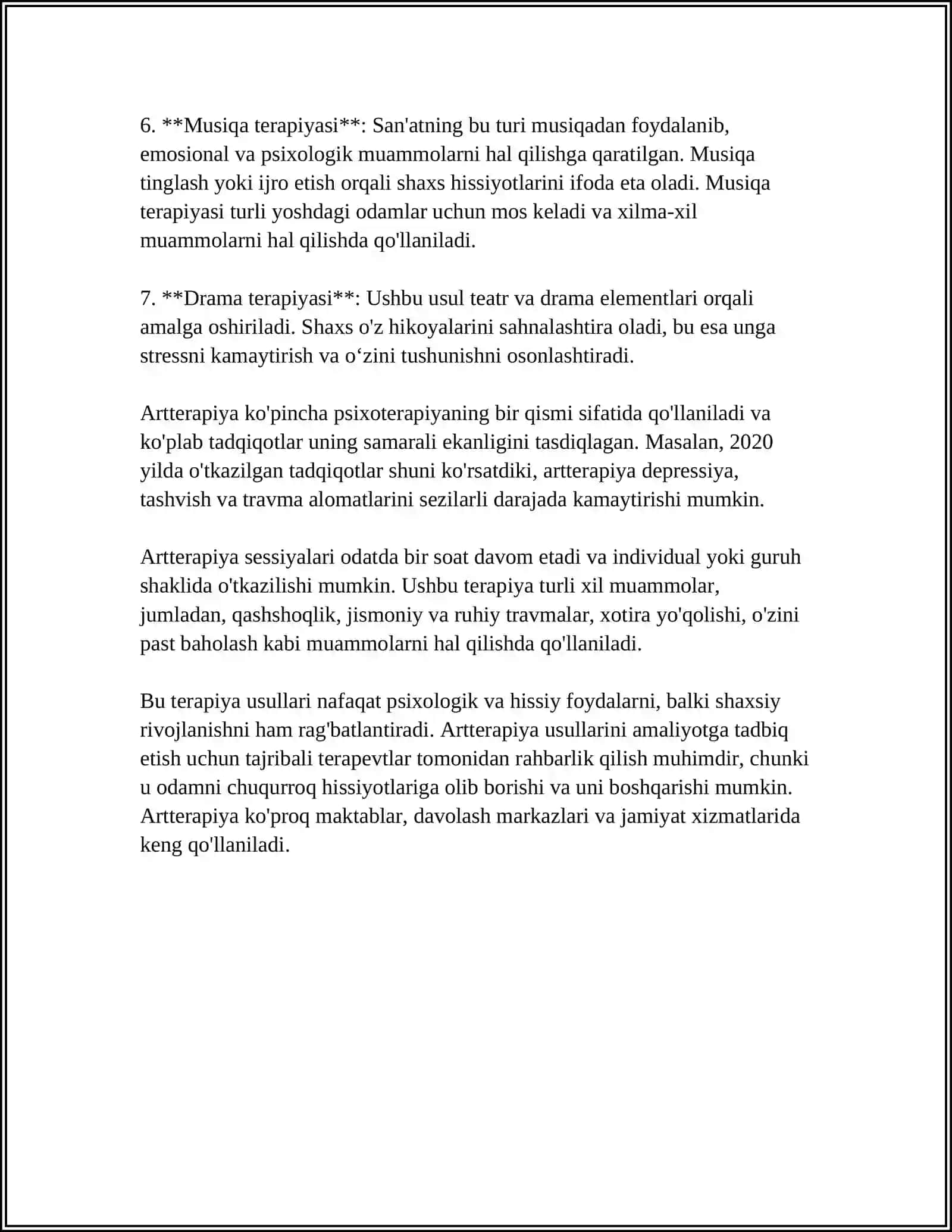 ARTERAPIYA. TRENING DASTUR TUZISH 4