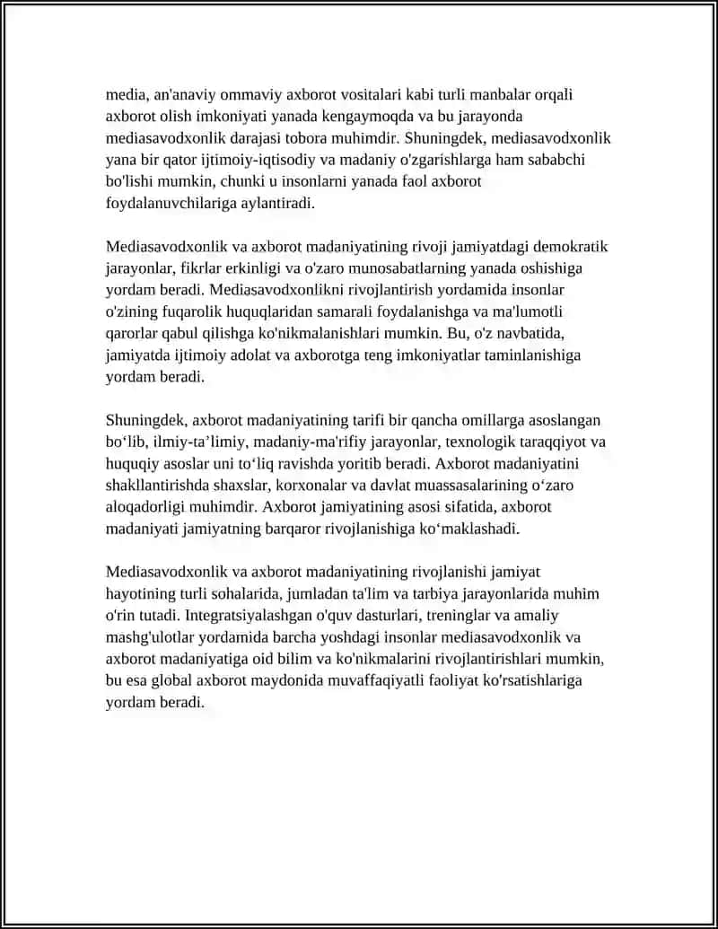 MEDIASAVODXONLIK VA AXBOROT MADANYATI 4