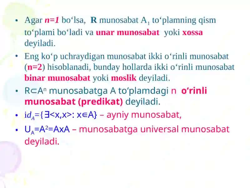 To‘g‘ri (Dekart) ko‘paytma.Munosаbаt. Ekvivаlentlik munosаbati 4