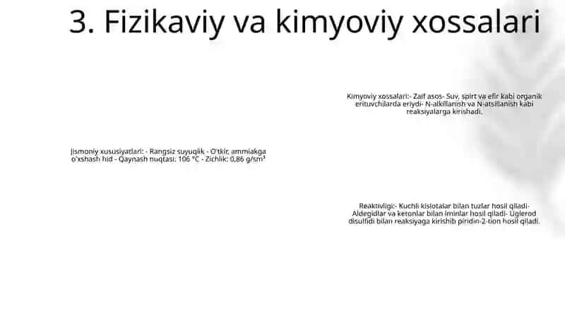 Piperidin Va Uning Kimyoviy Xossalari 4
