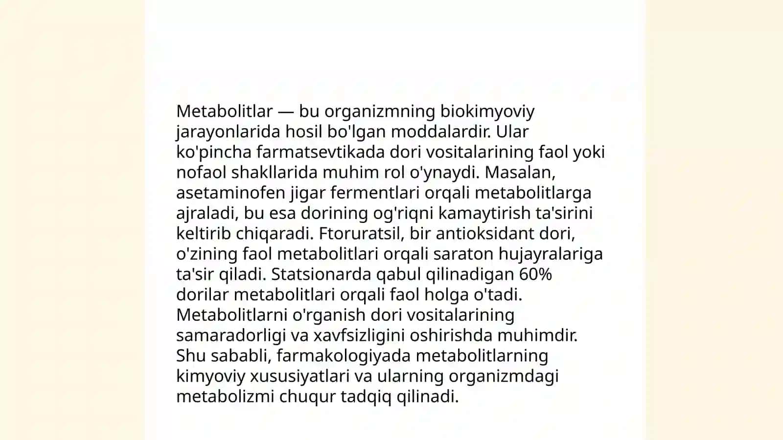 Geteroxalqali birikmalar metabolitlar va dorivor vositalar sifatida 4