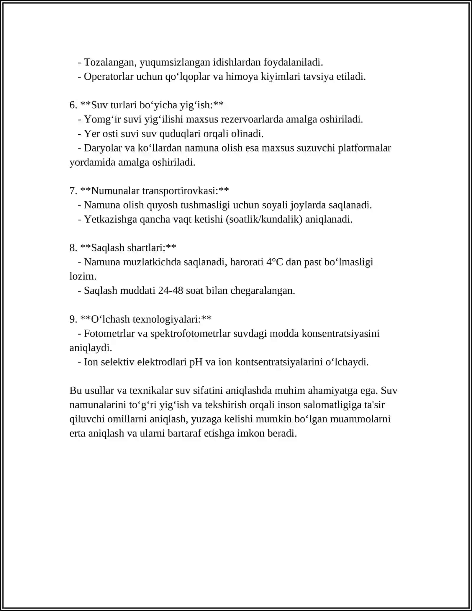 SUVDAN SINAMA OLISH LABARATORIYAGA JOʻNATISH USULLARI 4