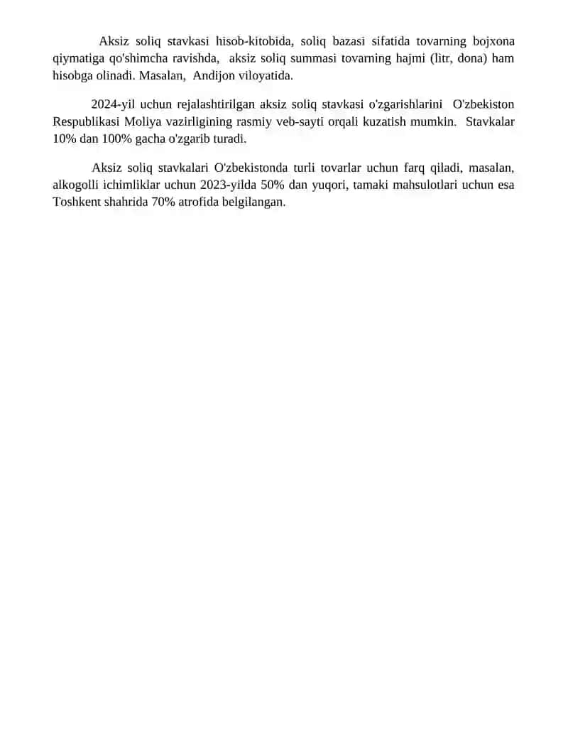 Aksiz soligini hisoblash 4