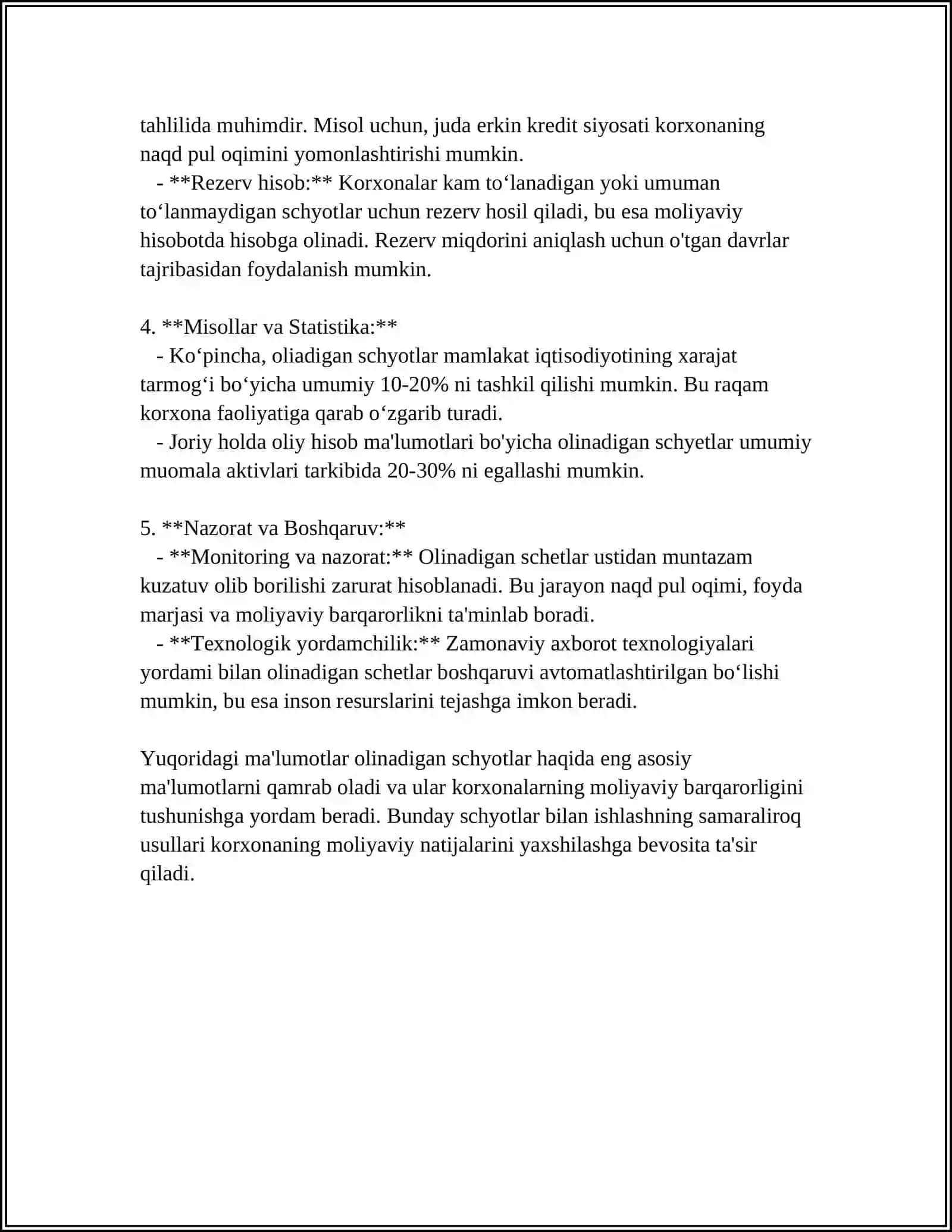 Olinadigan Schetlar Tarifi 4