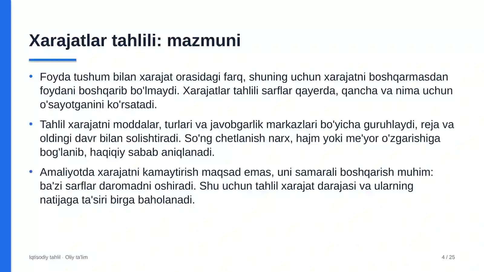 Lak-bo'yoq sanoatida xarajatlar tahlili 4