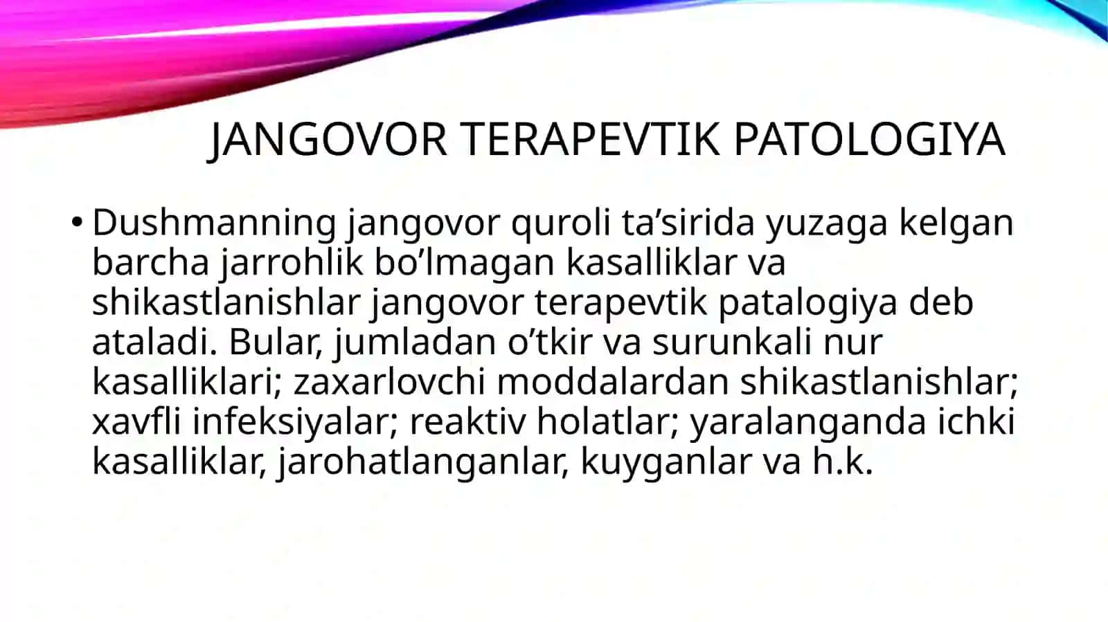 Harbiy sharoitda terapevtik yordam 4