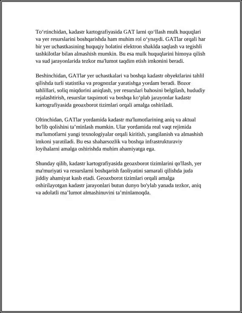 Kadastr sohasida geoaxborotning qo'llash 4