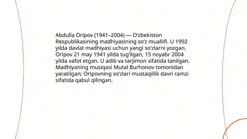 Oʻzbekiston Respublikasi madhiyasi 4