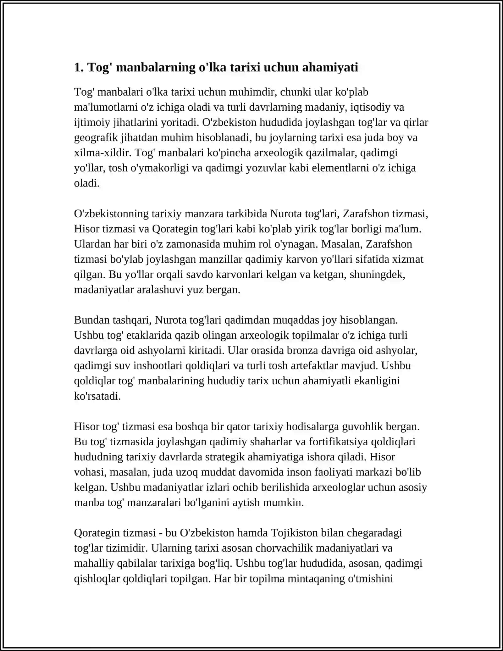 MUSTAQIL ISH Mavzu: TOMONINING MANBALARNING O'LKA TARIXINI O'RGANISHDAGI AHAMIYATI 4