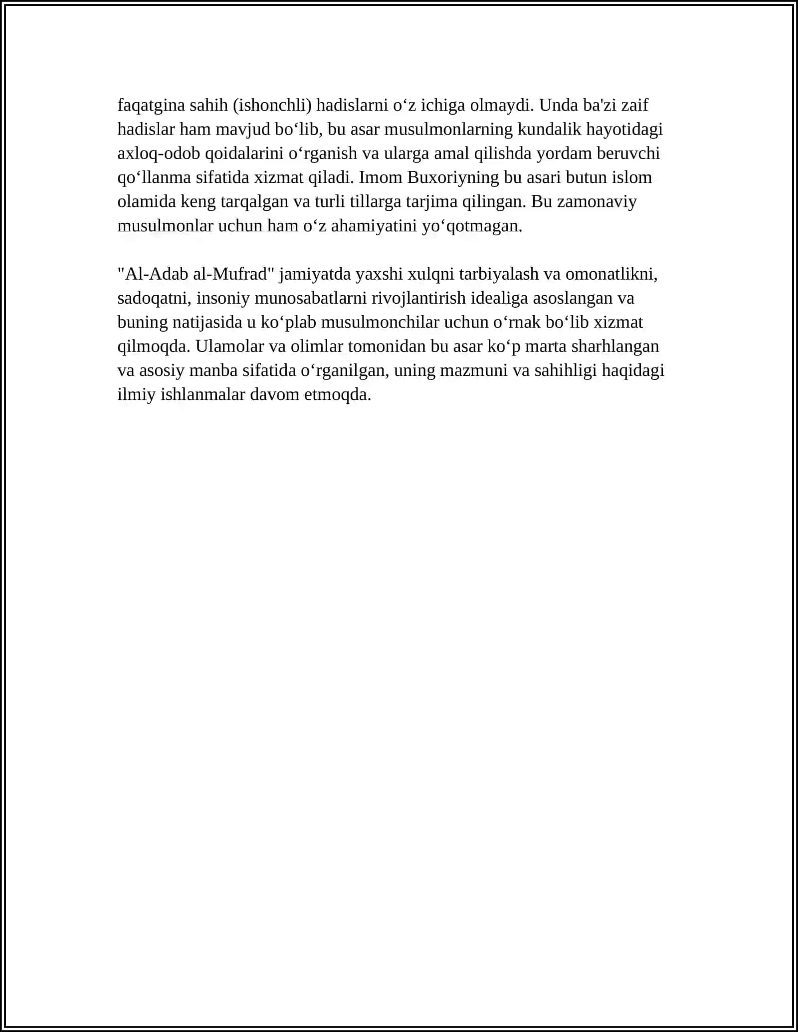 IMOM BUXORIYNING "AL-ADAB AL-MUFRAD" 4