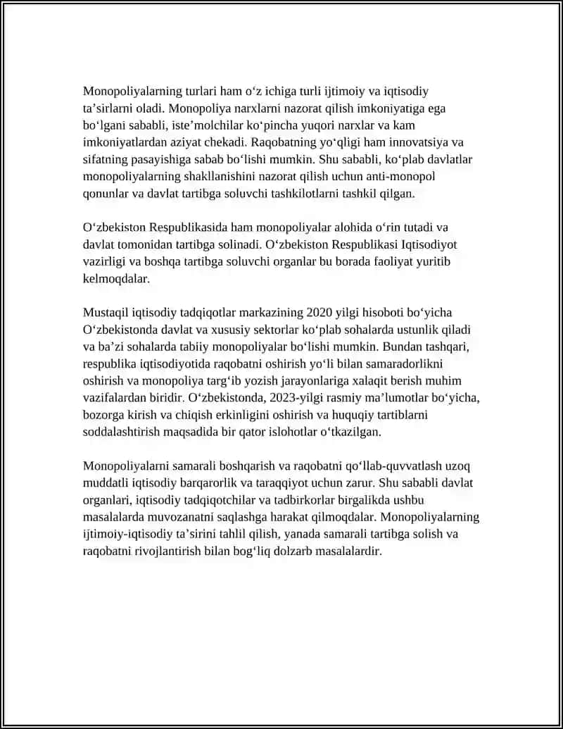Monopoliya va Monopoliya Turlari 4