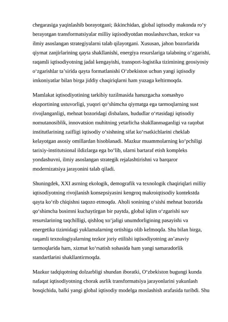 XXI ASR O‘ZBEKISTON IQTISODIYOTIDAGI MUAMMOLAR VA ULARGA YECHIMLAR 4
