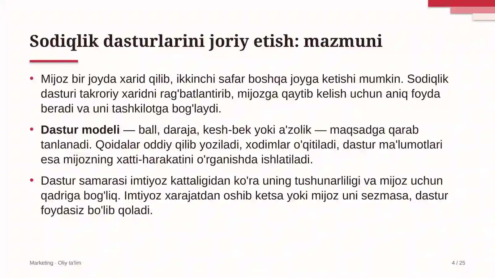 Xususiy telekanallarda sodiqlik dasturlarini joriy etish 4