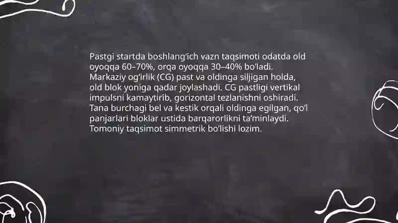 Pastgi startdan chiqish 4