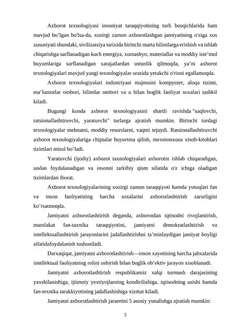 Axborotlashgan jamiyat va uning istiqbollari 4