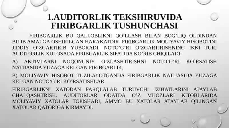 AUDITORLIK TEKSHIRUVIDA FIRIBGARLIKNI ANIQLASH 4