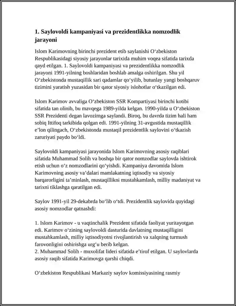 ISLOM KARIMOVNING BIRINCHI PREZIDENT ETIB SAYLANISHI 4