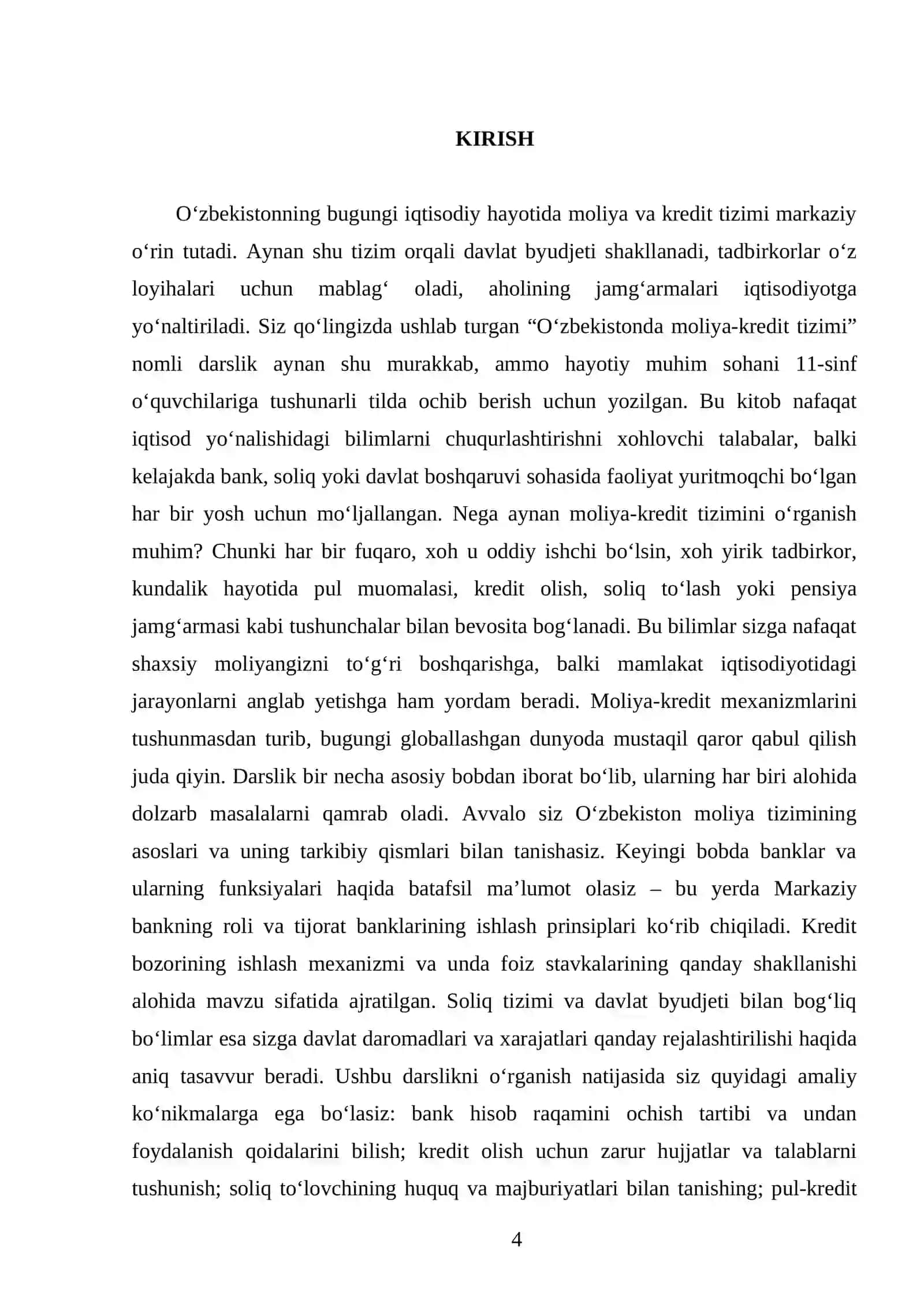O‘ZBEKISTONDA MOLIYA-KREDIT TIZIMI 11-SINF 4