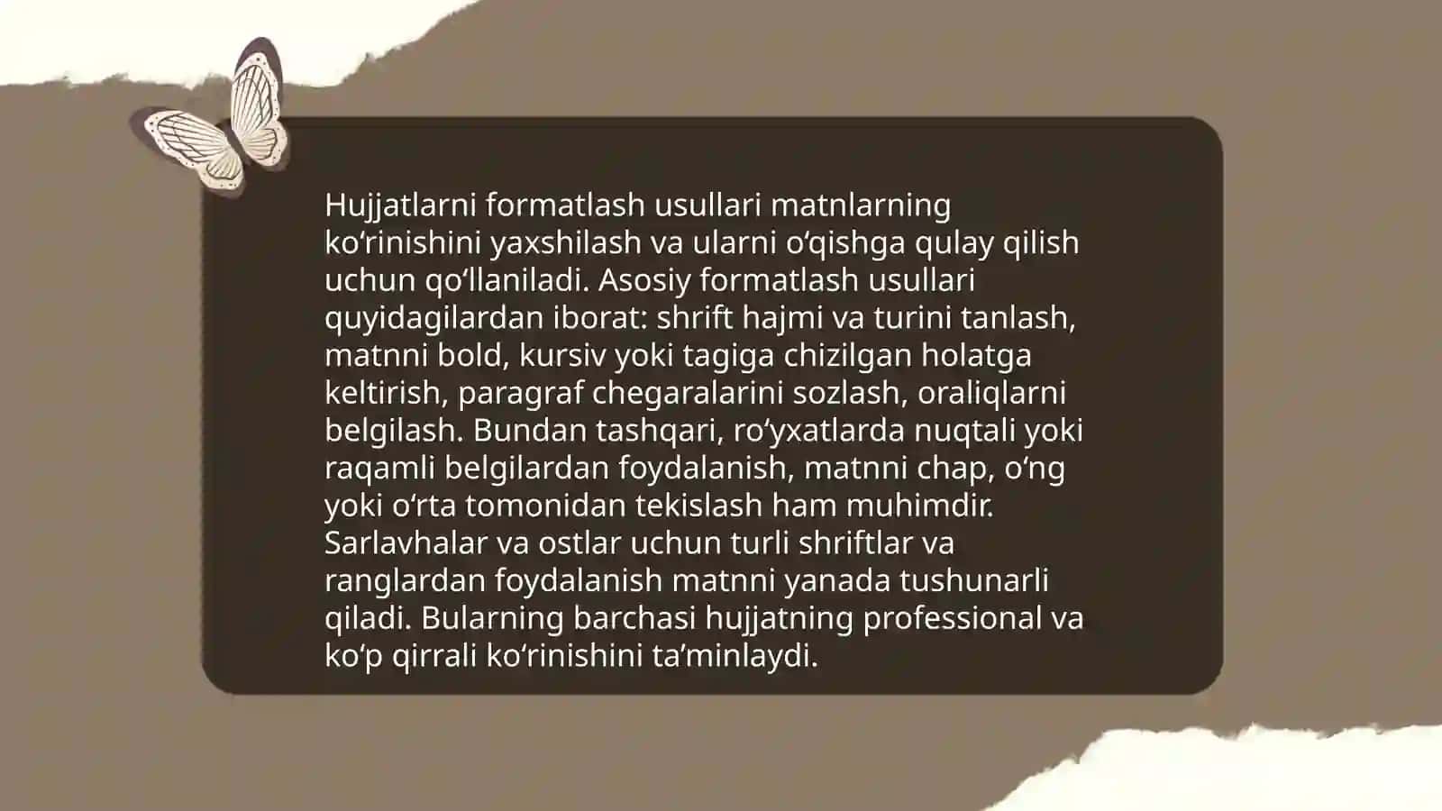 Matnli hujjatlar bilan ishlash 4