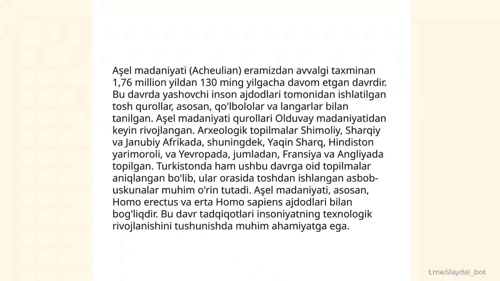 Markaziy osiyo ilk paleolit davri moddiy madaniyati xususiyatlari 4