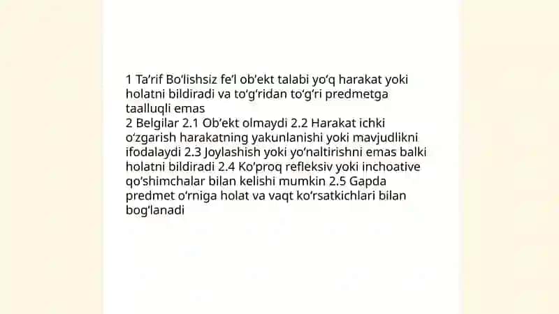 Bo'lishli va bo'lishsiz Fe'llar 4